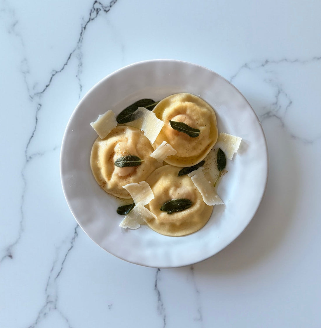 Pumpkin Raviolo al Uovo with Browned Sage Butter