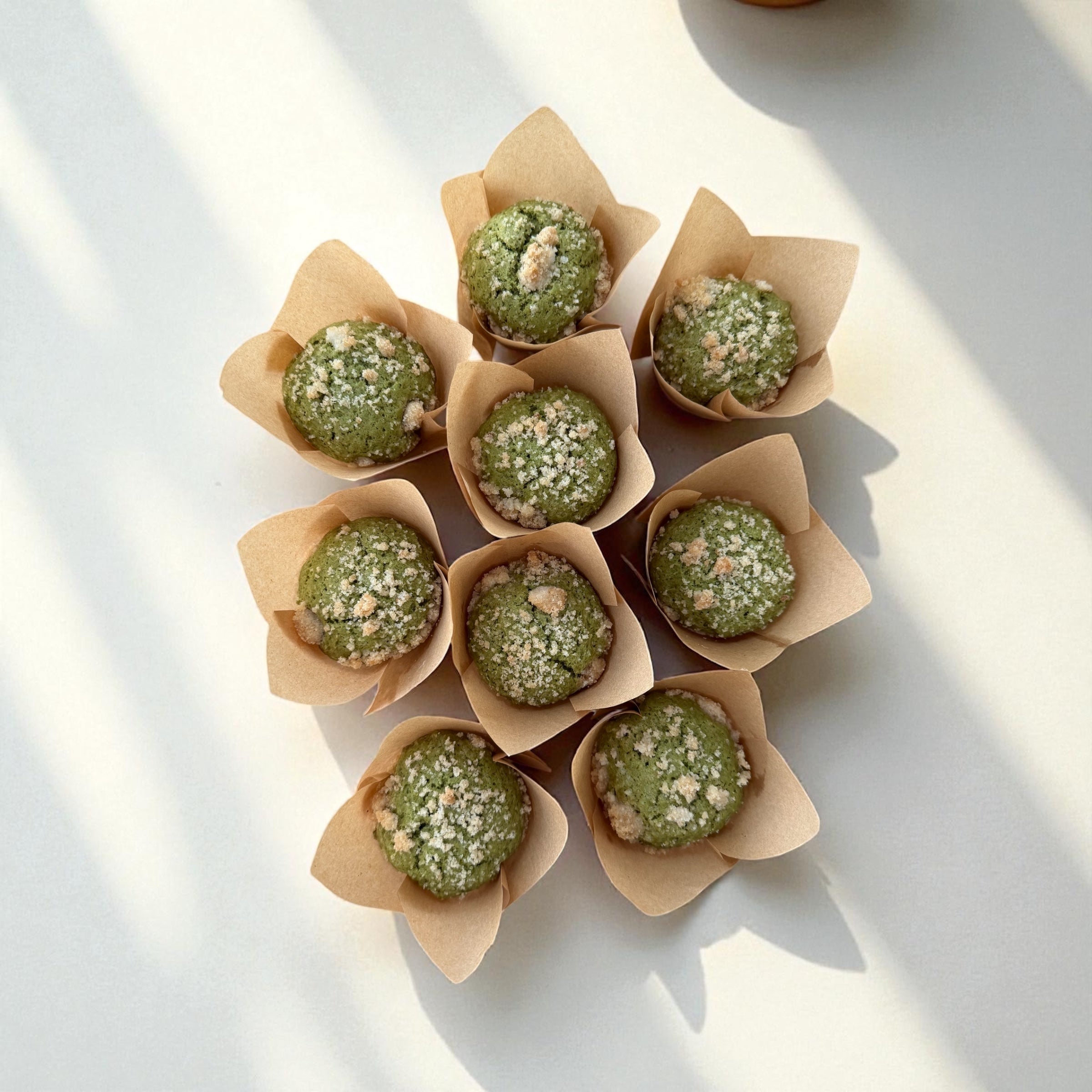 Matcha Muffins with Vanilla Bean Glaze